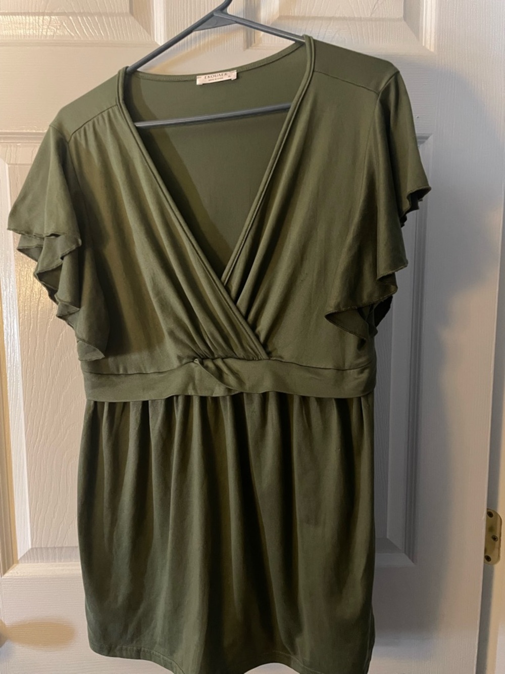 Army Green Flutter-Sleeve Wrap Maternity Tunic *See photos for true color XL - Picture 2 of 5